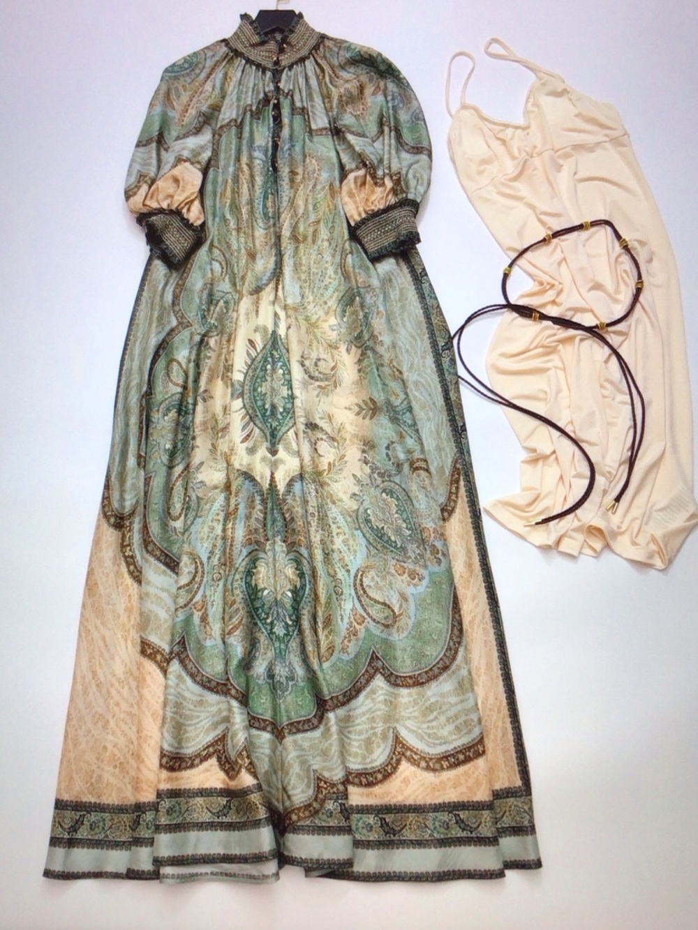 Zimmermann Sage Green Paisley Puff-Sleeve Maxi Dress - Picture 2 of 7
